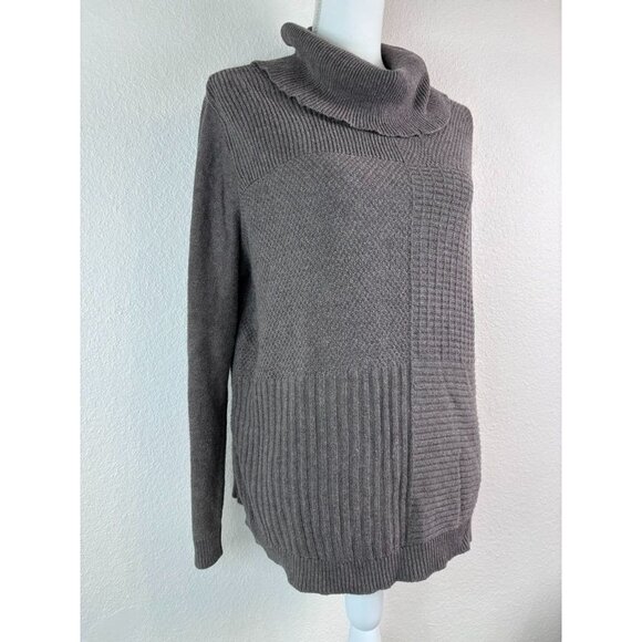 Chico's women's 2 large light brown textured lightweight cowl‎ neck sweater top - Picture 2 of 7